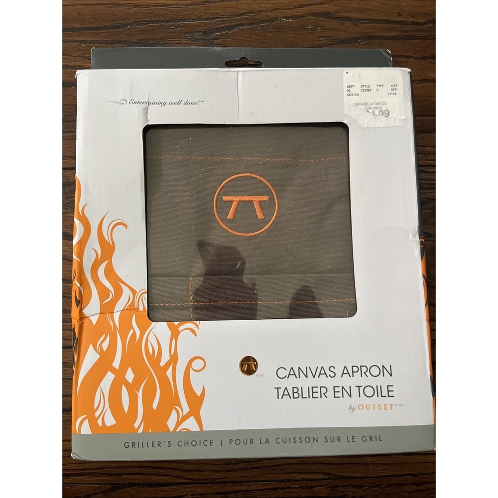 OutSet Griller's Choice Canvas Grill Apron Brown Orange Stitching
